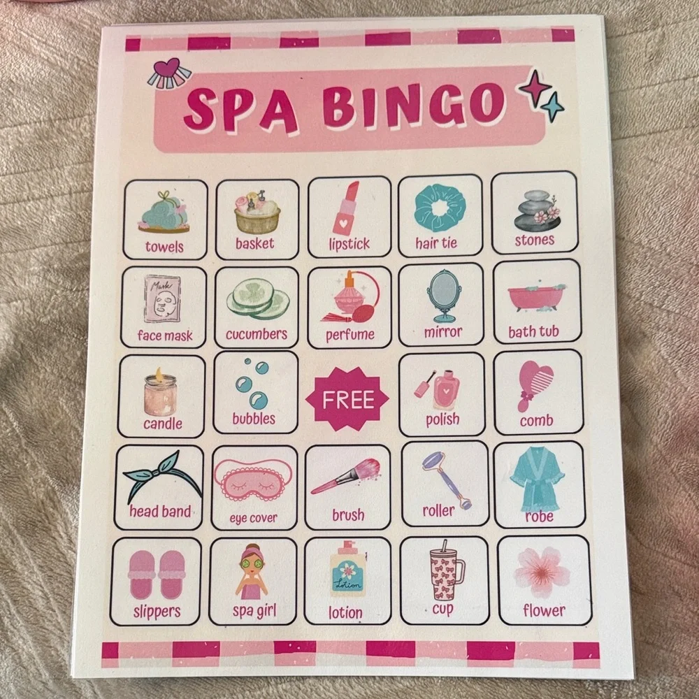 Pink Spa Party Set with Photo Props and banner
